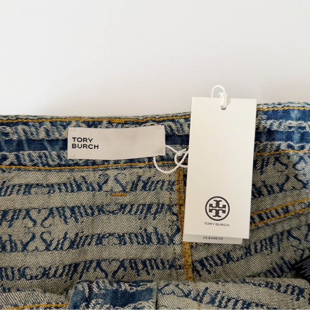 Tory Burch Deconstructed Denim Midi Skirt in Sublime Jacquard & Vintage Wash NWT - Picture 13 of 13